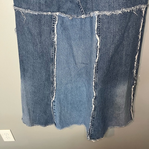 Wrangler x Vintage Reworked Upcycled Pieced Denim Midi Skirt Plus Size - Picture 8 of 11